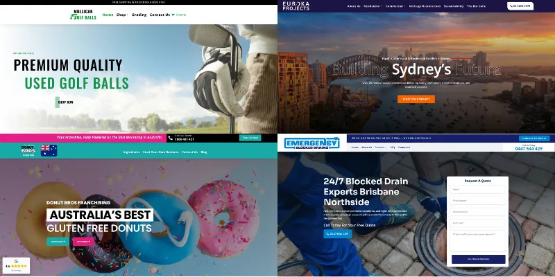 Portfolio Collage - Golf, Donuts, Construction Websites